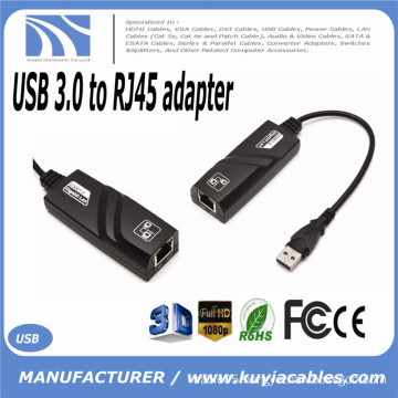 Hot-sale Black USB 3.0 10/100/1000Mbps Gigabit Ethernet RJ45 External Network Card LAN Adapter Connector One USB port